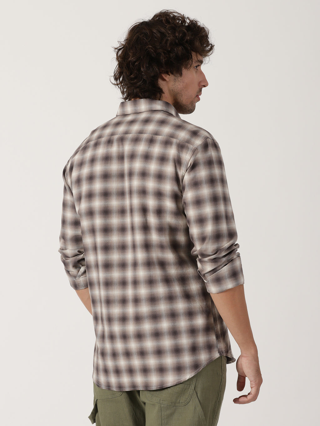 brown & beige checkered casual shirt