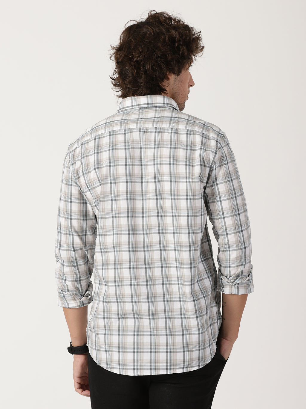 Gray & off-white checks - relaxed fit