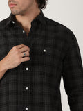 black fine check full sleeve