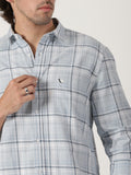 light blue & white checkered full sleeve shirt