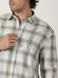 sage green & white checkered full sleeve shirt