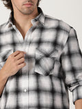 Black & white plaid cotton casual full sleeve